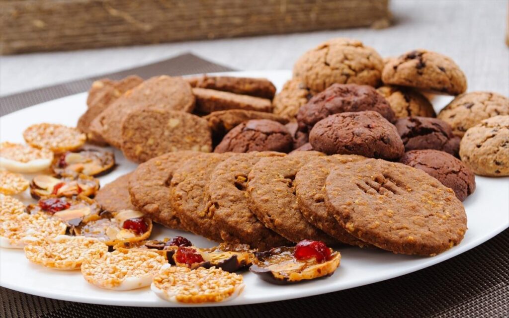 Decorated cookies with icing and sprinkles